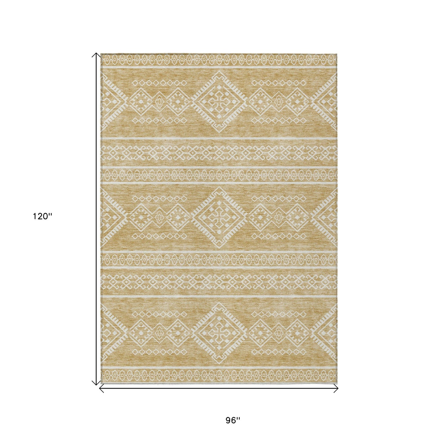 Tabselect Home Line 8' X 10' Gold And Ivory Southwestern Washable Indoor Outdoor Area Rug