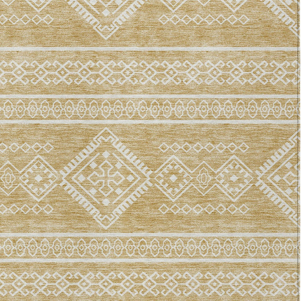 Tabselect Home Line 8' X 10' Gold And Ivory Southwestern Washable Indoor Outdoor Area Rug