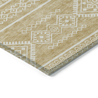 Tabselect Home Line 8' X 10' Gold And Ivory Southwestern Washable Indoor Outdoor Area Rug