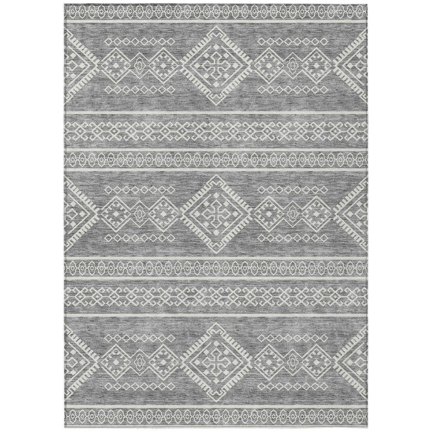 Tabselect Home Line 5' X 8' Gray And Ivory Southwestern Washable Indoor Outdoor Area Rug