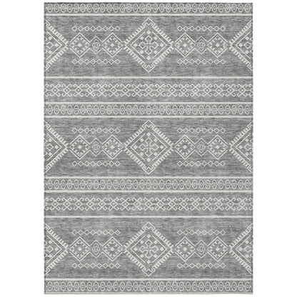 Tabselect Home Line 5' X 8' Gray And Ivory Southwestern Washable Indoor Outdoor Area Rug