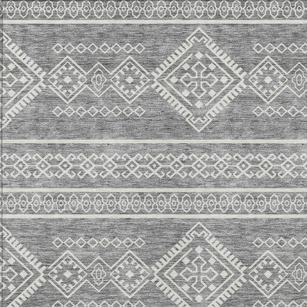 Tabselect Home Line 5' X 8' Gray And Ivory Southwestern Washable Indoor Outdoor Area Rug