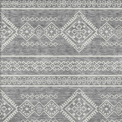 Tabselect Home Line 5' X 8' Gray And Ivory Southwestern Washable Indoor Outdoor Area Rug