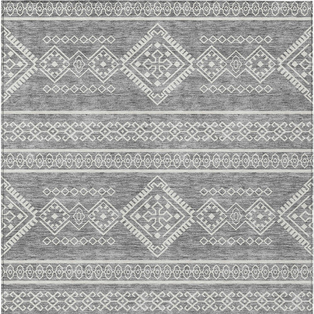 Tabselect Home Line 5' X 8' Gray And Ivory Southwestern Washable Indoor Outdoor Area Rug