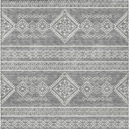 Tabselect Home Line 5' X 8' Gray And Ivory Southwestern Washable Indoor Outdoor Area Rug