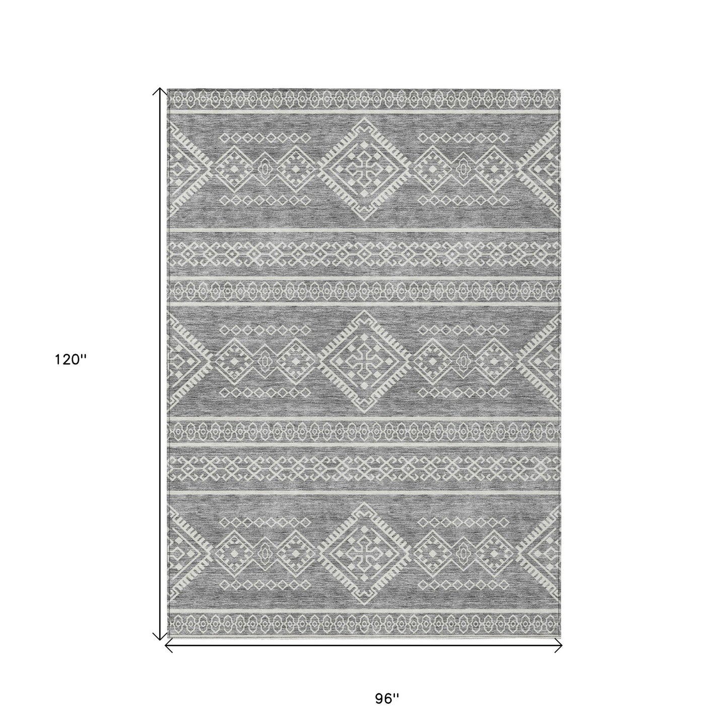 Tabselect Home Line 8' X 10' Gray And Ivory Southwestern Washable Indoor Outdoor Area Rug