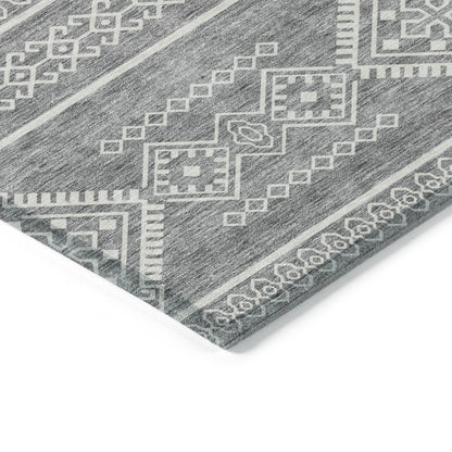 Tabselect Home Line 8' X 10' Gray And Ivory Southwestern Washable Indoor Outdoor Area Rug