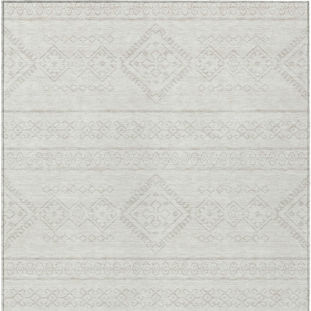 Tabselect Home Line 5' X 8' Ivory And Silver Southwestern Washable Indoor Outdoor Area Rug
