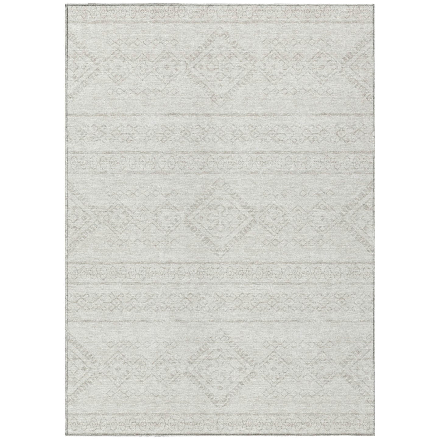 Tabselect Home Line 5' X 8' Ivory And Silver Southwestern Washable Indoor Outdoor Area Rug