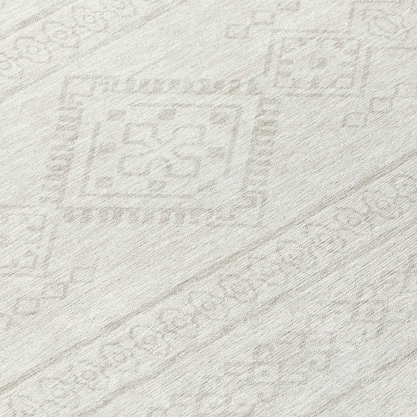 Tabselect Home Line 8' Ivory And Silver Round Southwestern Washable Indoor Outdoor Area Rug