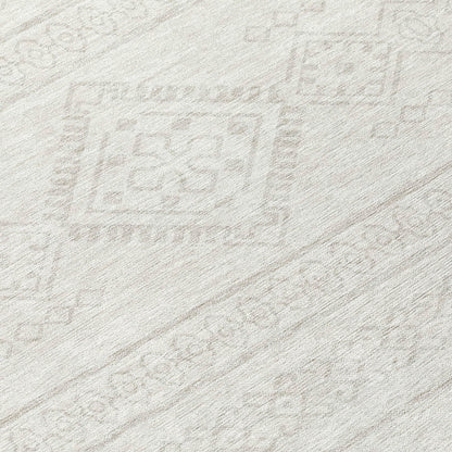 Tabselect Home Line 8' Ivory And Silver Round Southwestern Washable Indoor Outdoor Area Rug