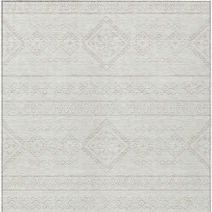 Tabselect Home Line 8' X 10' Ivory And Silver Southwestern Washable Indoor Outdoor Area Rug