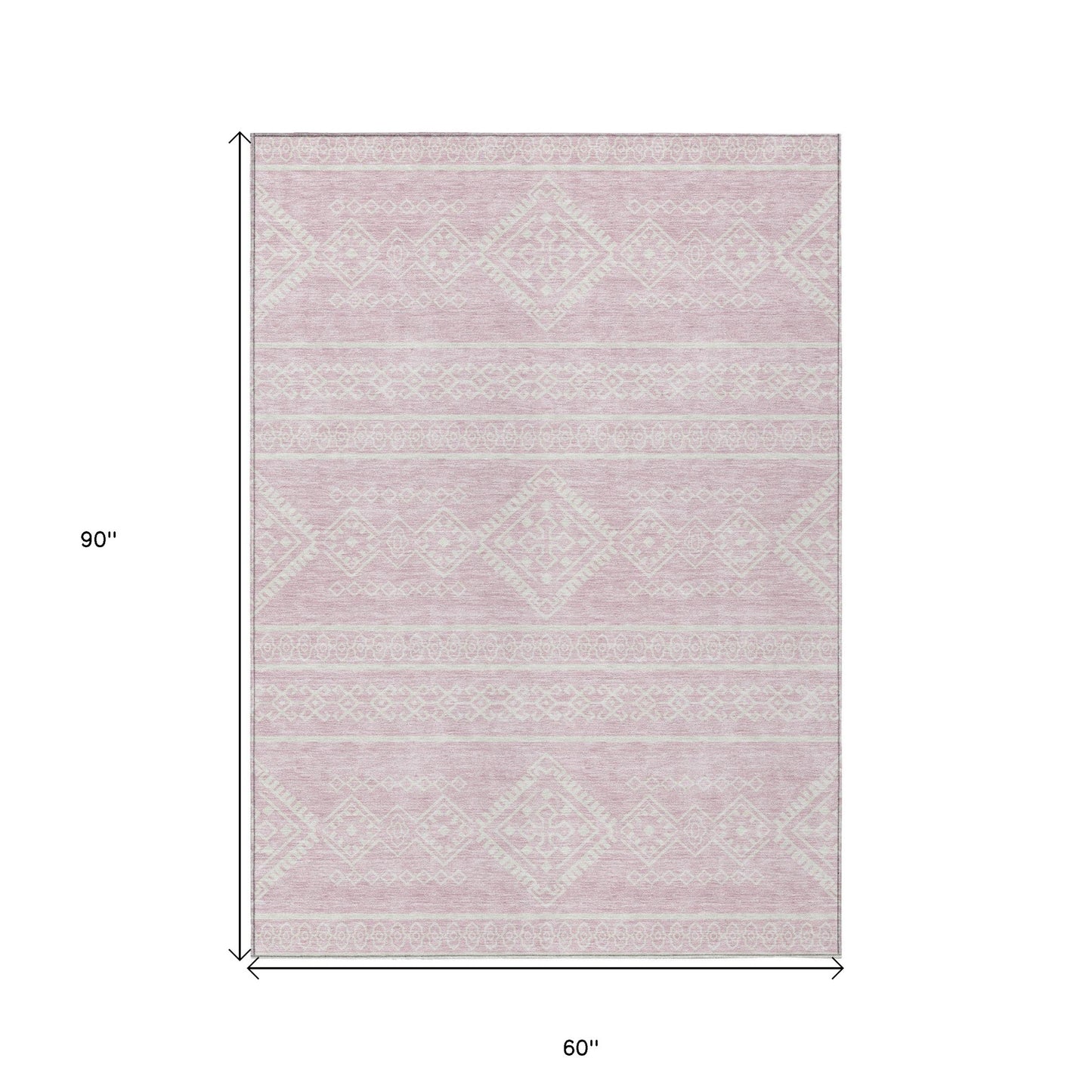 Tabselect Home Line 5' X 8' Pink And Ivory Southwestern Washable Indoor Outdoor Area Rug