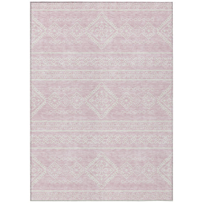 Tabselect Home Line 5' X 8' Pink And Ivory Southwestern Washable Indoor Outdoor Area Rug