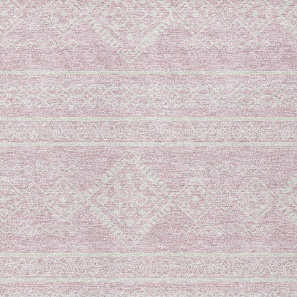 Tabselect Home Line 5' X 8' Pink And Ivory Southwestern Washable Indoor Outdoor Area Rug
