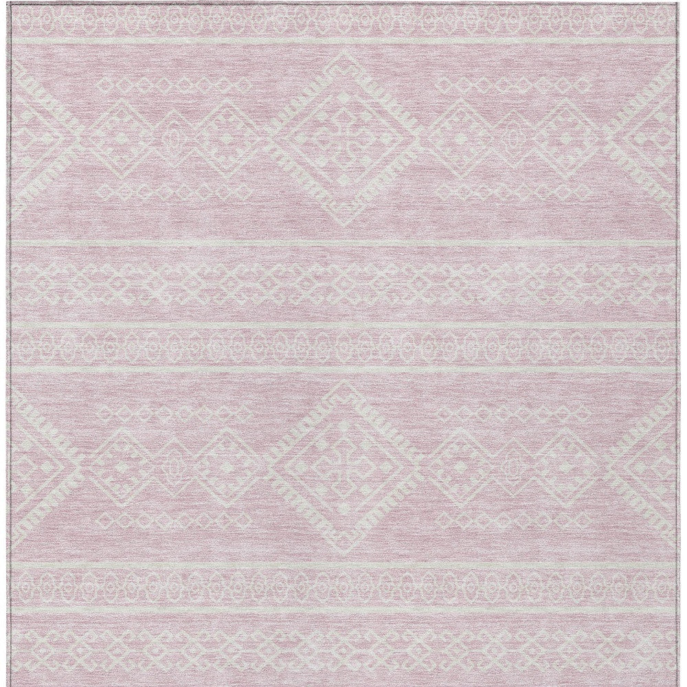 Tabselect Home Line 5' X 8' Pink And Ivory Southwestern Washable Indoor Outdoor Area Rug