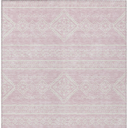 Tabselect Home Line 5' X 8' Pink And Ivory Southwestern Washable Indoor Outdoor Area Rug
