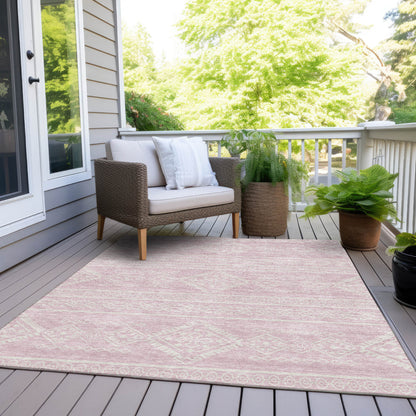 Tabselect Home Line 8' X 10' Pink And Ivory Southwestern Washable Indoor Outdoor Area Rug