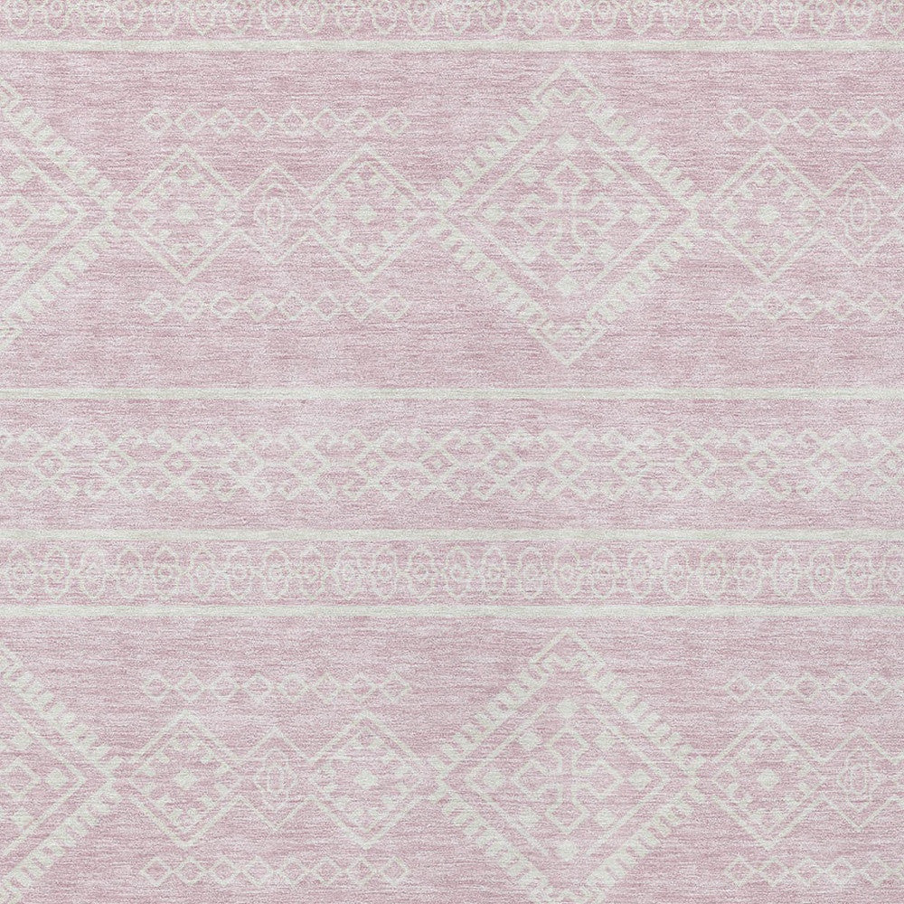 Tabselect Home Line 8' X 10' Pink And Ivory Southwestern Washable Indoor Outdoor Area Rug