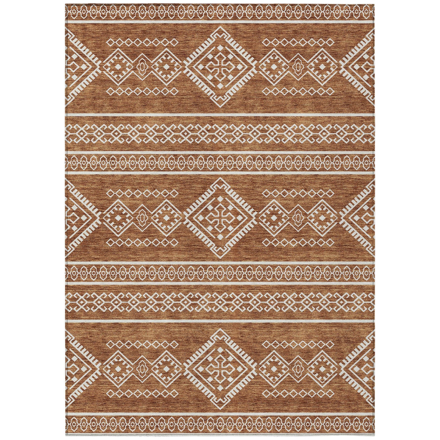 Tabselect Home Line 8' X 10' Orange And Ivory Southwestern Washable Indoor Outdoor Area Rug