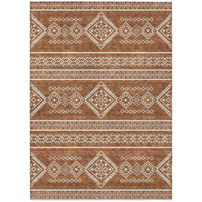 Tabselect Home Line 8' X 10' Orange And Ivory Southwestern Washable Indoor Outdoor Area Rug