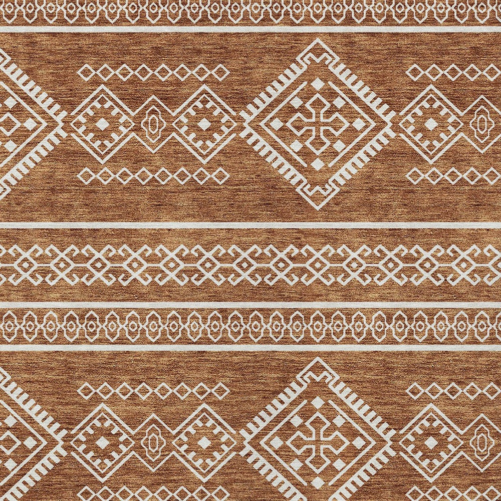 Tabselect Home Line 8' X 10' Orange And Ivory Southwestern Washable Indoor Outdoor Area Rug