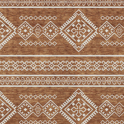Tabselect Home Line 8' X 10' Orange And Ivory Southwestern Washable Indoor Outdoor Area Rug