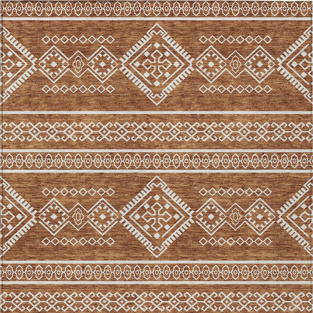 Tabselect Home Line 8' X 10' Orange And Ivory Southwestern Washable Indoor Outdoor Area Rug