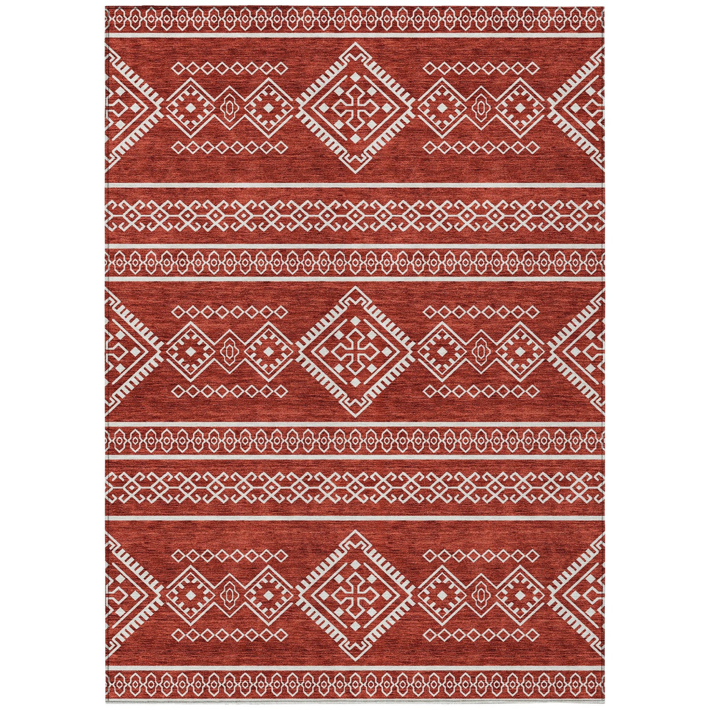 Tabselect Home Line 5' X 8' Red And Ivory Southwestern Washable Indoor Outdoor Area Rug