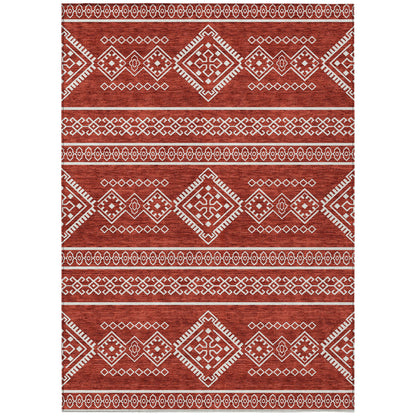 Tabselect Home Line 5' X 8' Red And Ivory Southwestern Washable Indoor Outdoor Area Rug