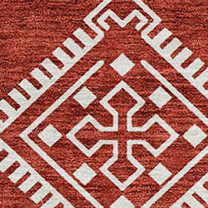 Tabselect Home Line 5' X 8' Red And Ivory Southwestern Washable Indoor Outdoor Area Rug