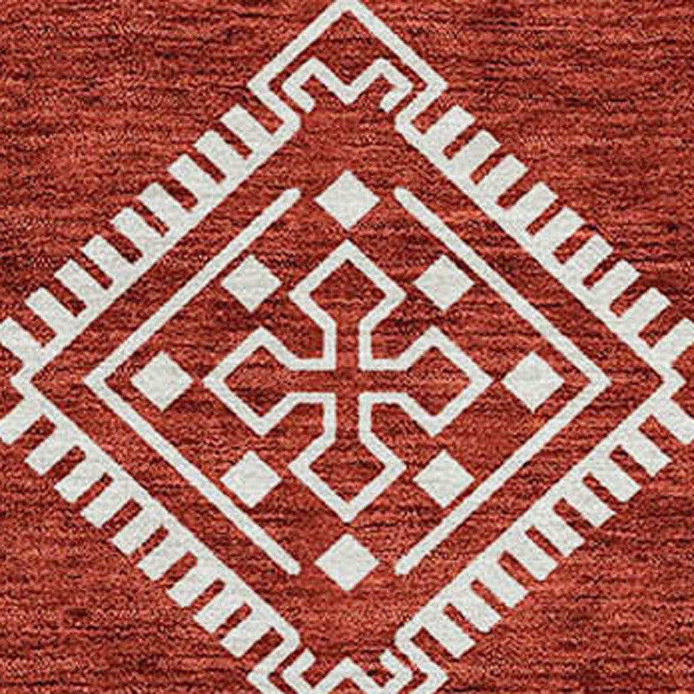 Tabselect Home Line 5' X 8' Red And Ivory Southwestern Washable Indoor Outdoor Area Rug