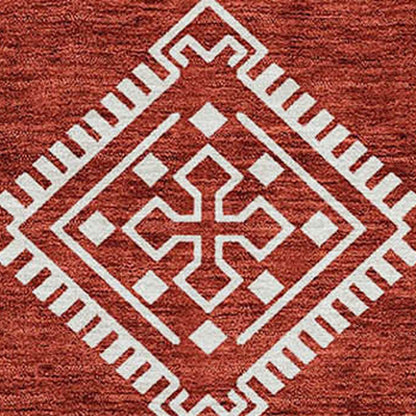Tabselect Home Line 5' X 8' Red And Ivory Southwestern Washable Indoor Outdoor Area Rug