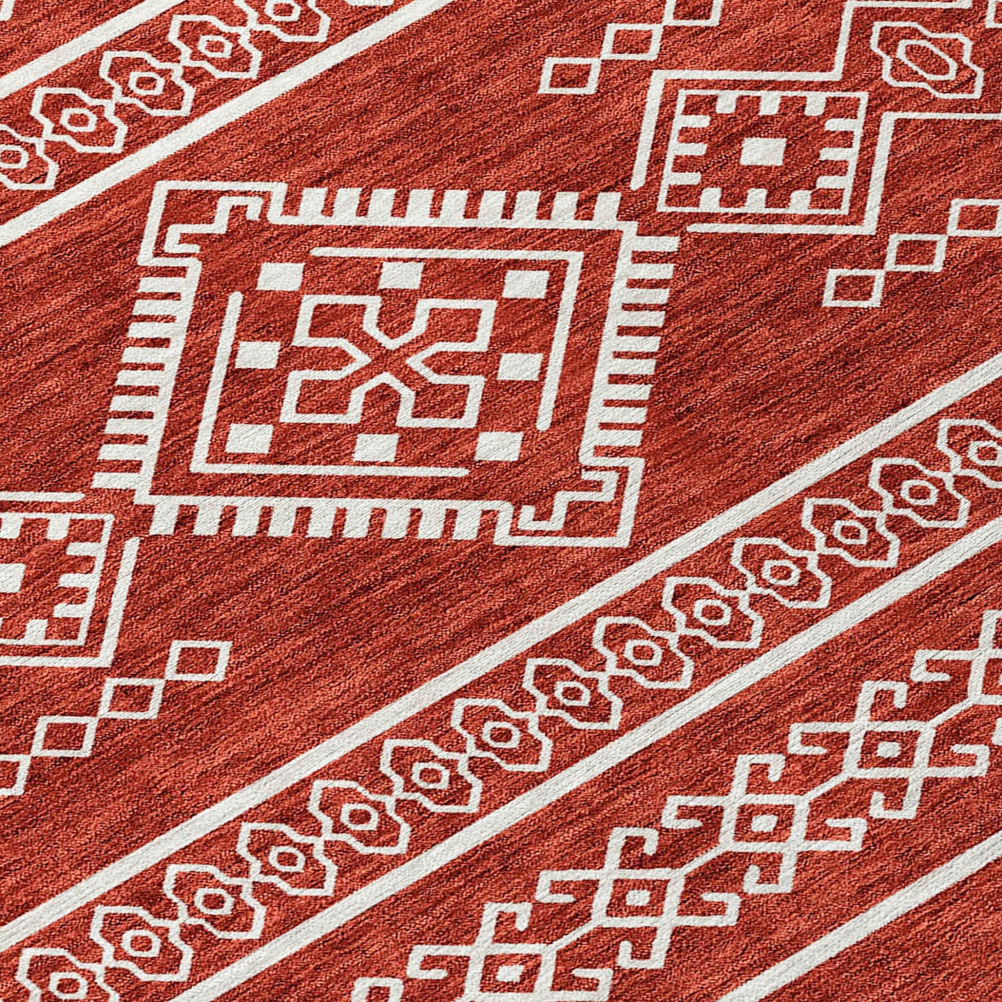 Tabselect Home Line 5' X 8' Red And Ivory Southwestern Washable Indoor Outdoor Area Rug