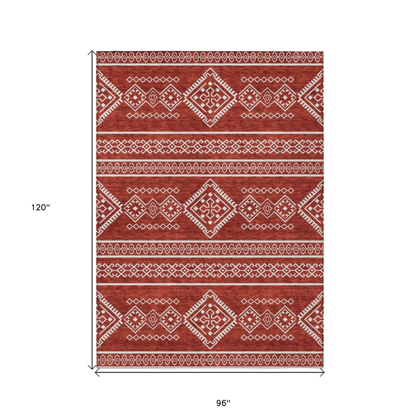 Tabselect Home Line 8' X 10' Red And Ivory Southwestern Washable Indoor Outdoor Area Rug