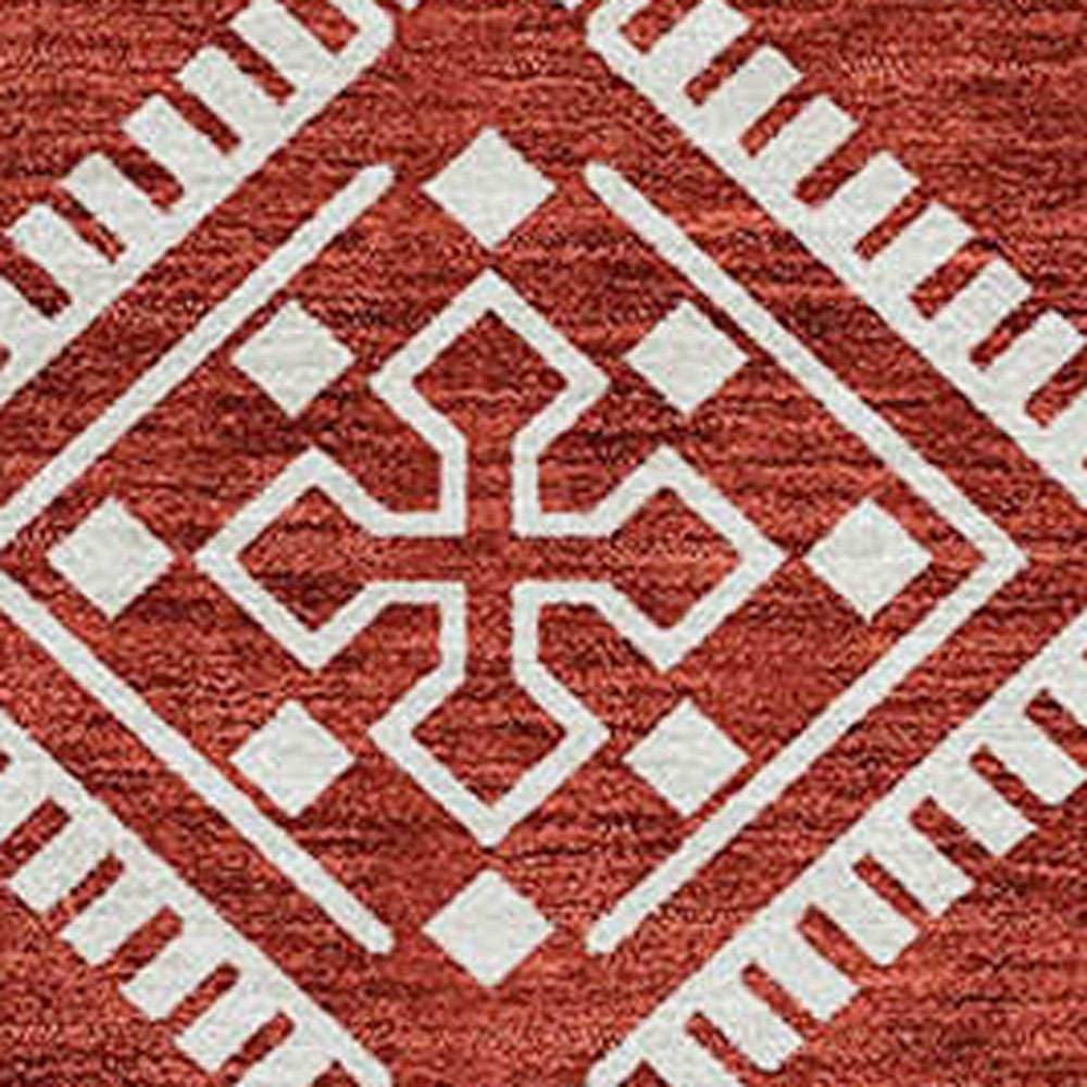 Tabselect Home Line 8' X 10' Red And Ivory Southwestern Washable Indoor Outdoor Area Rug