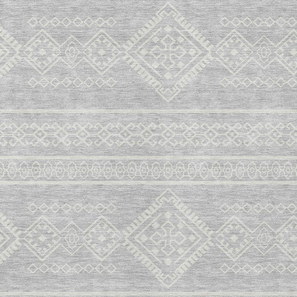 Tabselect Home Line 5' X 8' Silver And Ivory Southwestern Washable Indoor Outdoor Area Rug