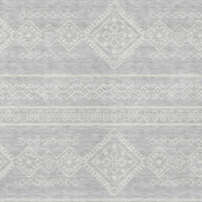 Tabselect Home Line 5' X 8' Silver And Ivory Southwestern Washable Indoor Outdoor Area Rug