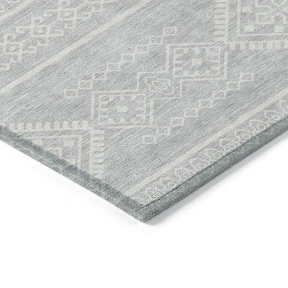 Tabselect Home Line 5' X 8' Silver And Ivory Southwestern Washable Indoor Outdoor Area Rug
