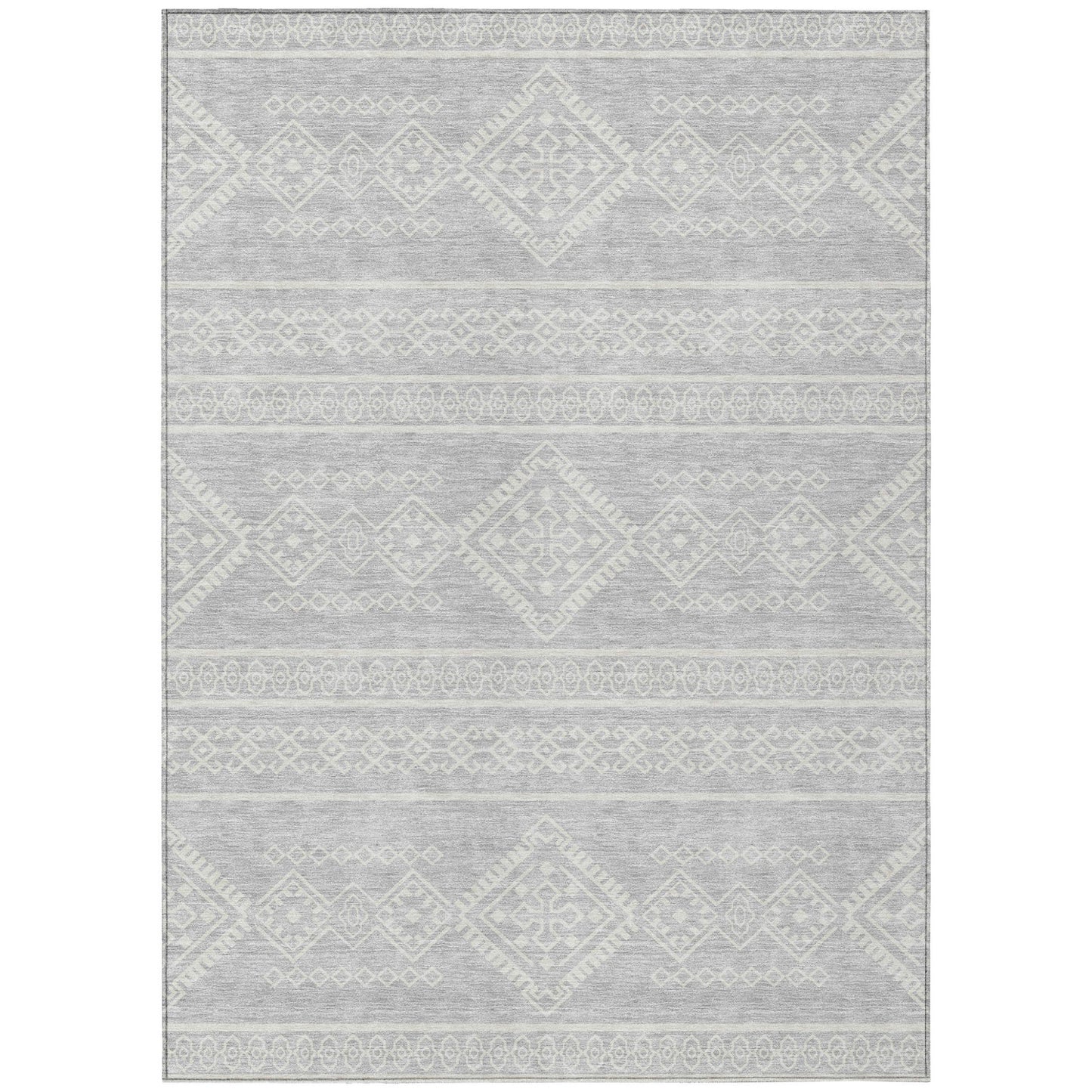 Tabselect Home Line 8' X 10' Silver And Ivory Southwestern Washable Indoor Outdoor Area Rug