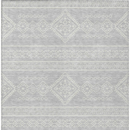 Tabselect Home Line 8' X 10' Silver And Ivory Southwestern Washable Indoor Outdoor Area Rug