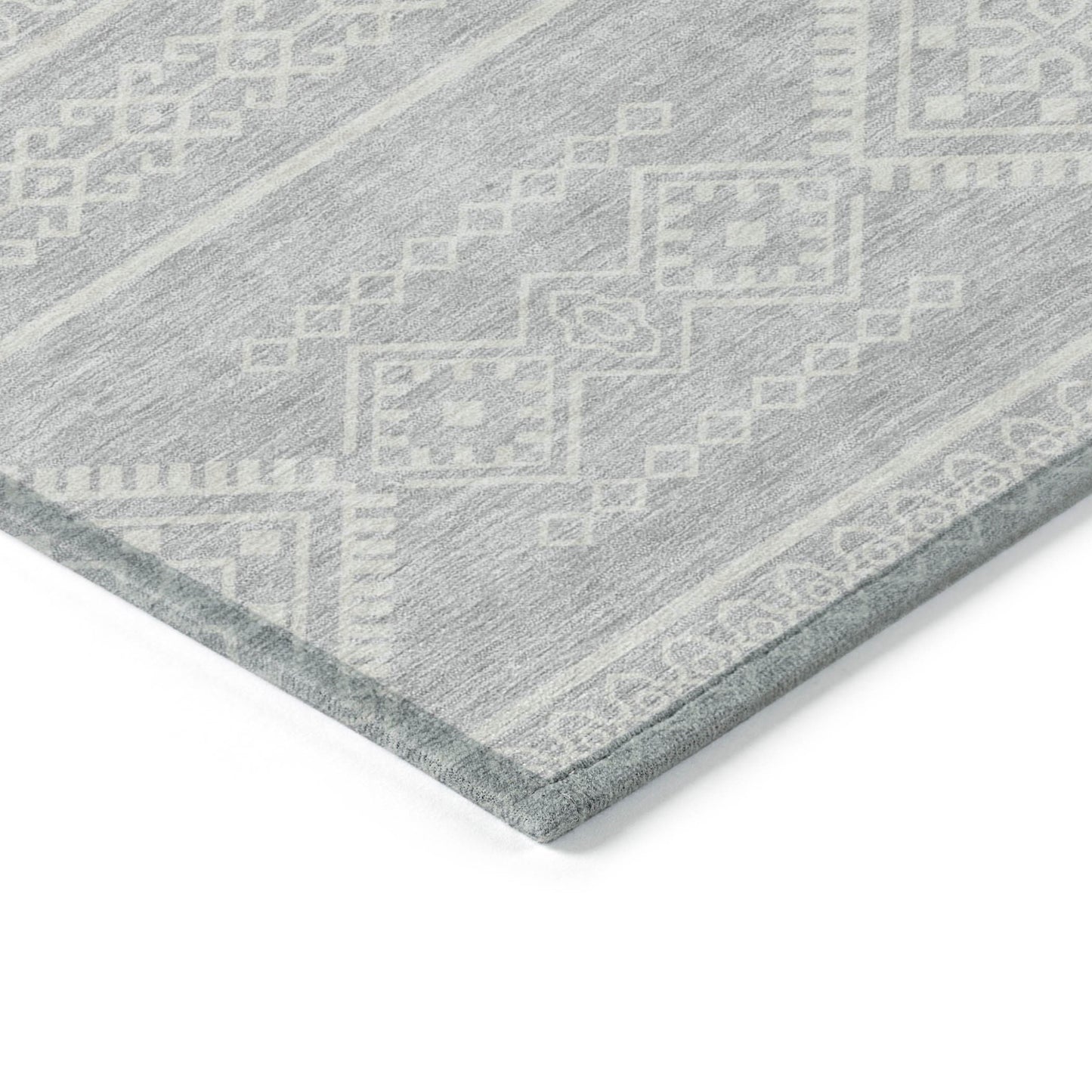 Tabselect Home Line 8' X 10' Silver And Ivory Southwestern Washable Indoor Outdoor Area Rug