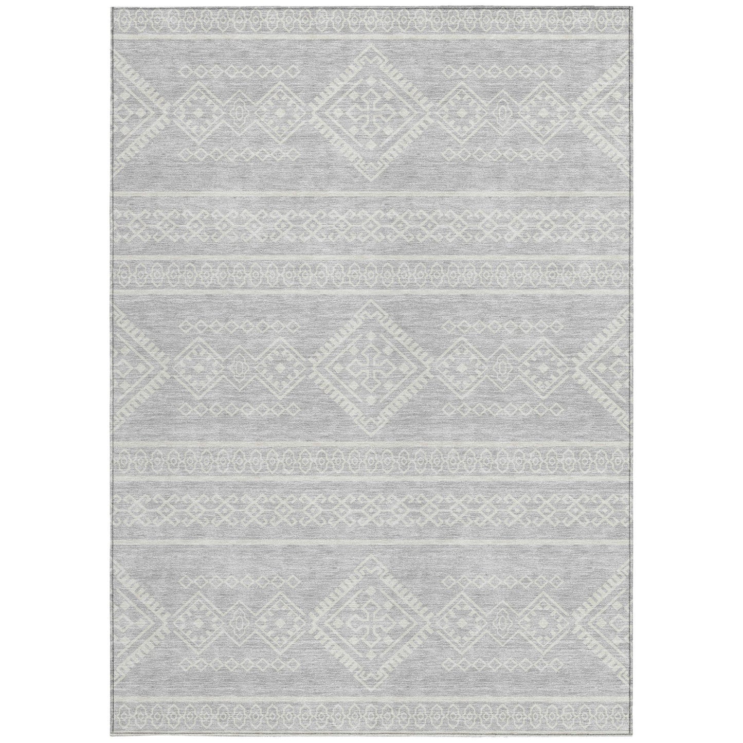Tabselect Home Line 8' X 10' Silver And Ivory Southwestern Washable Indoor Outdoor Area Rug