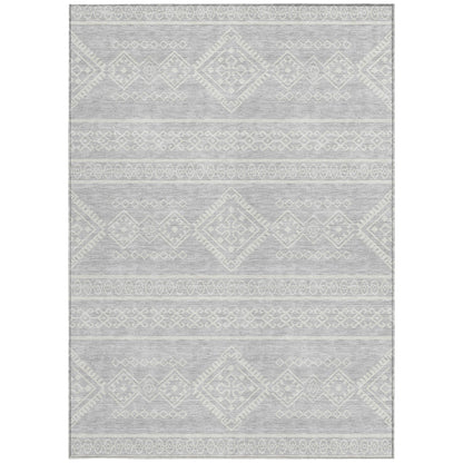Tabselect Home Line 8' X 10' Silver And Ivory Southwestern Washable Indoor Outdoor Area Rug