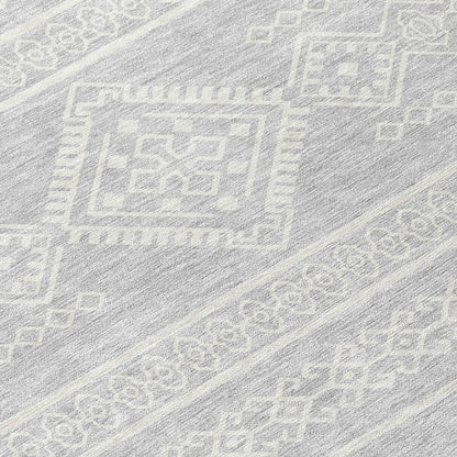 Tabselect Home Line 8' X 10' Silver And Ivory Southwestern Washable Indoor Outdoor Area Rug