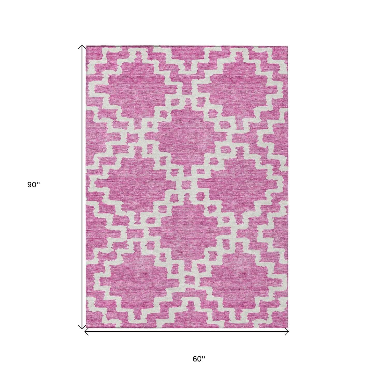 Tabselect Home Line 5' X 8' Blush And Ivory Geometric Washable Indoor Outdoor Area Rug