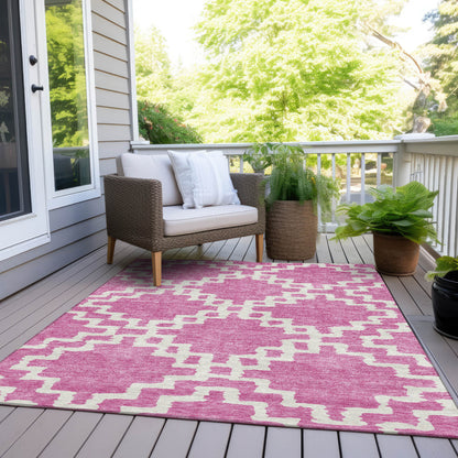 Tabselect Home Line 5' X 8' Blush And Ivory Geometric Washable Indoor Outdoor Area Rug
