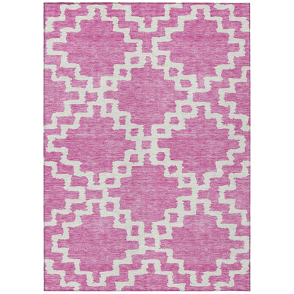 Tabselect Home Line 5' X 8' Blush And Ivory Geometric Washable Indoor Outdoor Area Rug