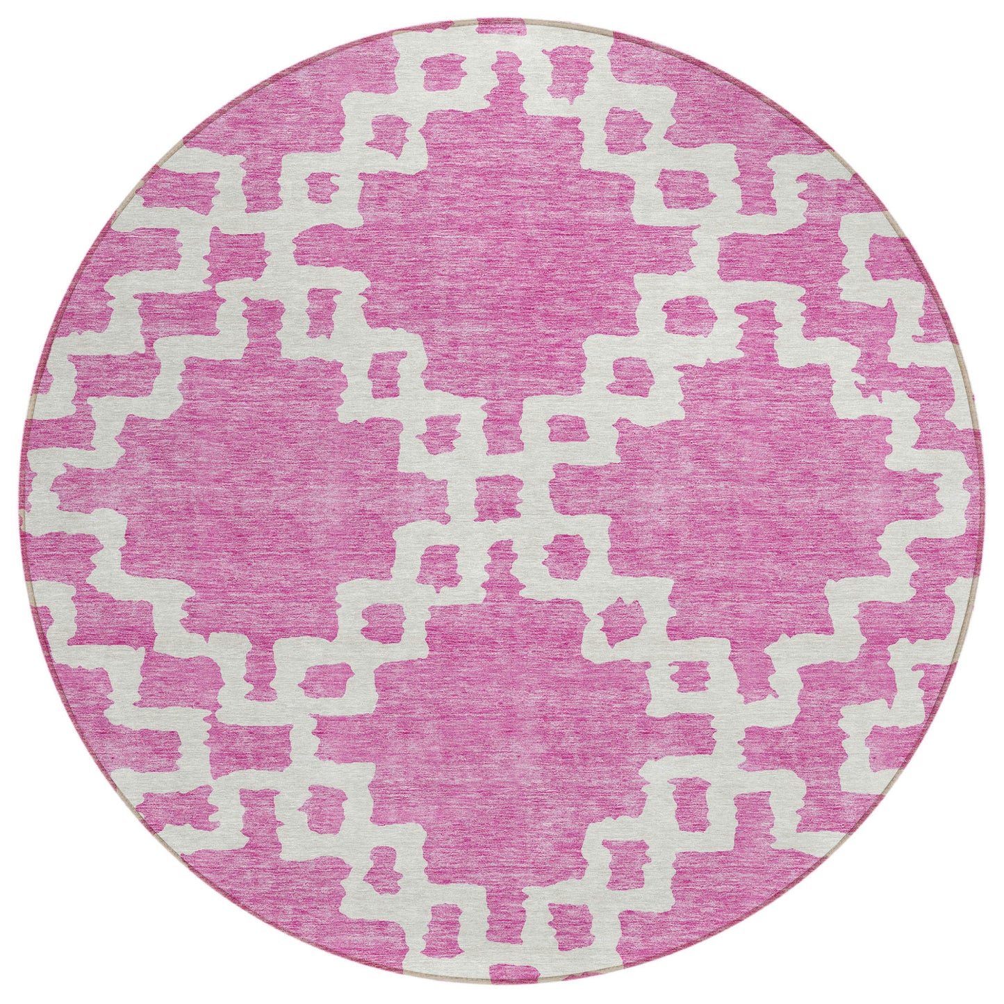 Tabselect Home Line 8' Blush And Ivory Round Geometric Washable Indoor Outdoor Area Rug