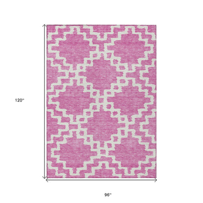 Tabselect Home Line 8' X 10' Blush And Ivory Geometric Washable Indoor Outdoor Area Rug